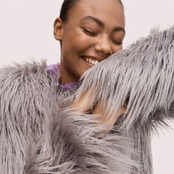 Kate Spade New York Shadowfrost Faux Fur Coat - Picture 3 of 8